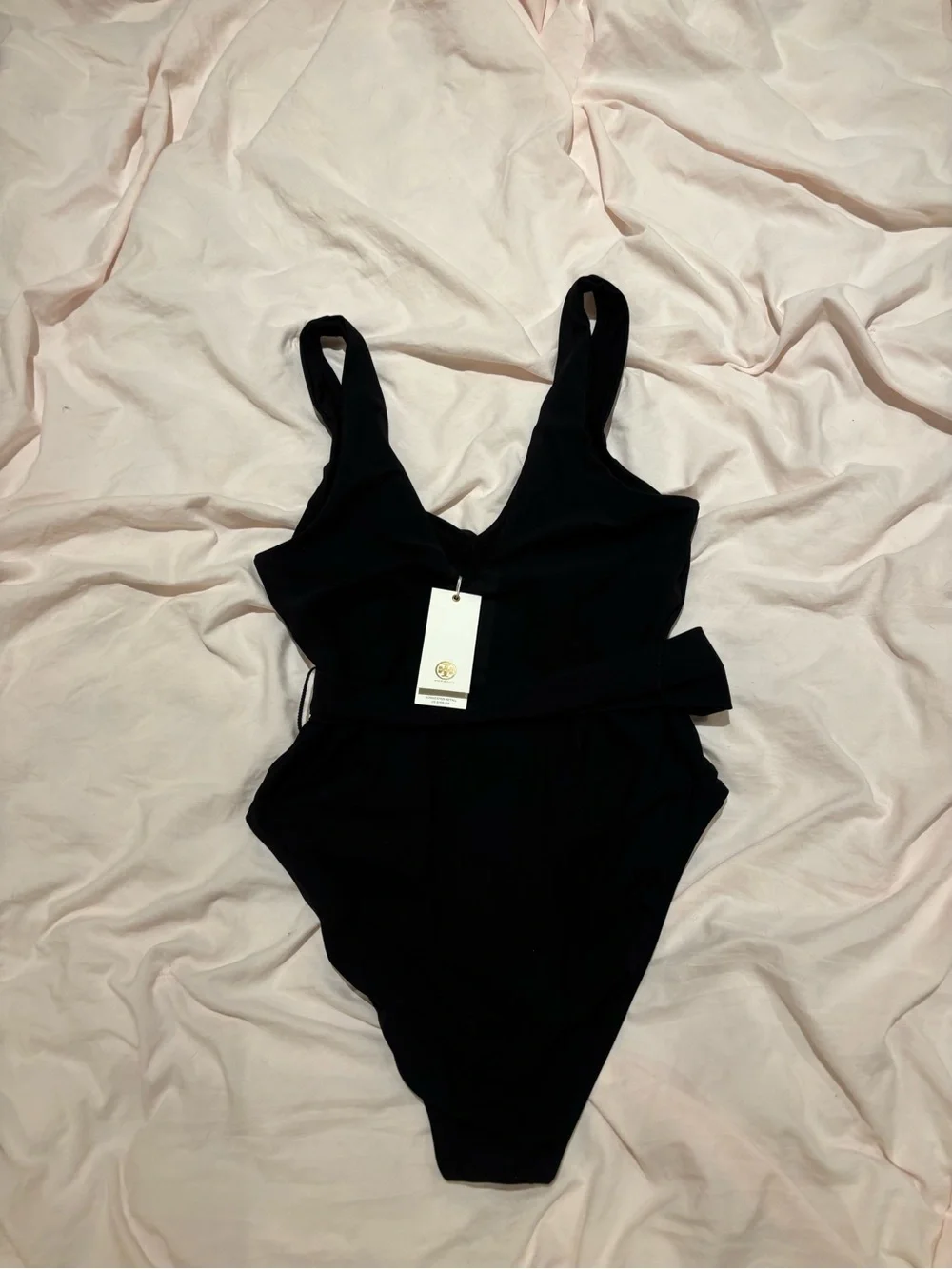 NWT Black One-Piece Swimsuit with Gold Buckle